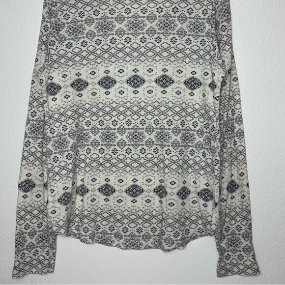 Aventura Organic Cotton Printed Light Airy Blouse Women's large Cream Gray - Picture 5 of 16